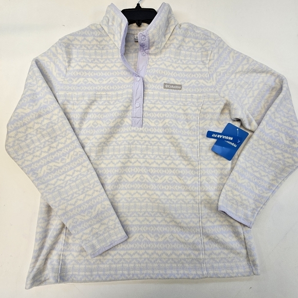 Columbia Tops - Columbia Women's Benton Springs Printed Fleece Jacket White Blue NwT Size XL